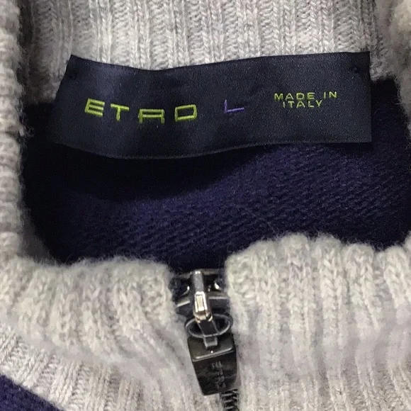 Etro Purple and Gray Zip Up Sweater - Picture 2 of 7